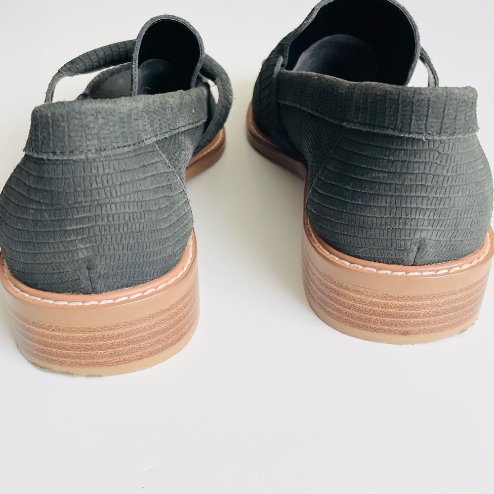 Free People SIZE 10 Bedford suede leather loafers in distressed black - Picture 6 of 8